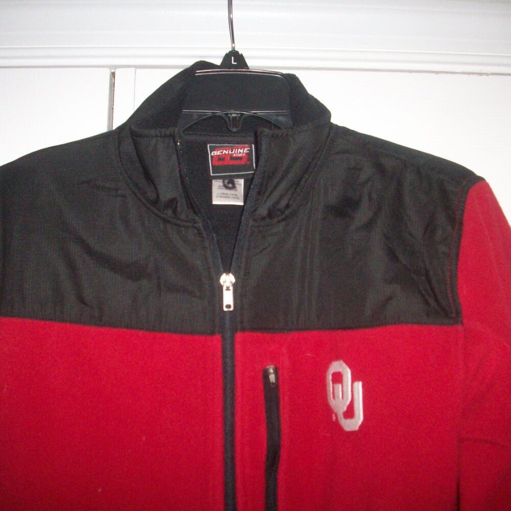 Genuine Stuff Collegiate University Oklahoma OU Fleece Jacket, Full Zip 14/16 Sm